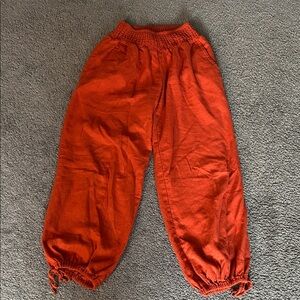 Mid-rise Linen Blend Harem Pants, size XS Petite, color, rust